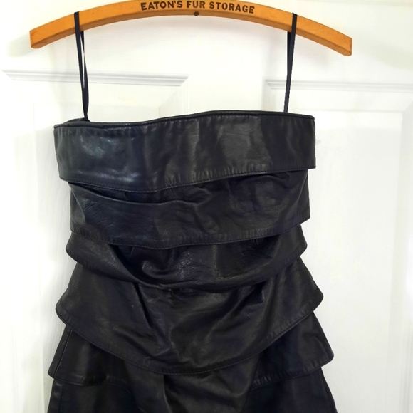💣 90s VINTAGE Danier Leather Strapless dress - Picture 2 of 7